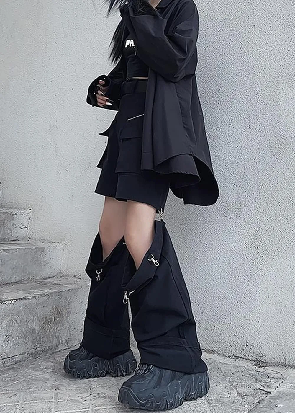 AULKEEP Womens Loose Wide Leg Hip Hop Trousers Dual Purpose Detachable Pants Solid Color Straight Leg Shorts