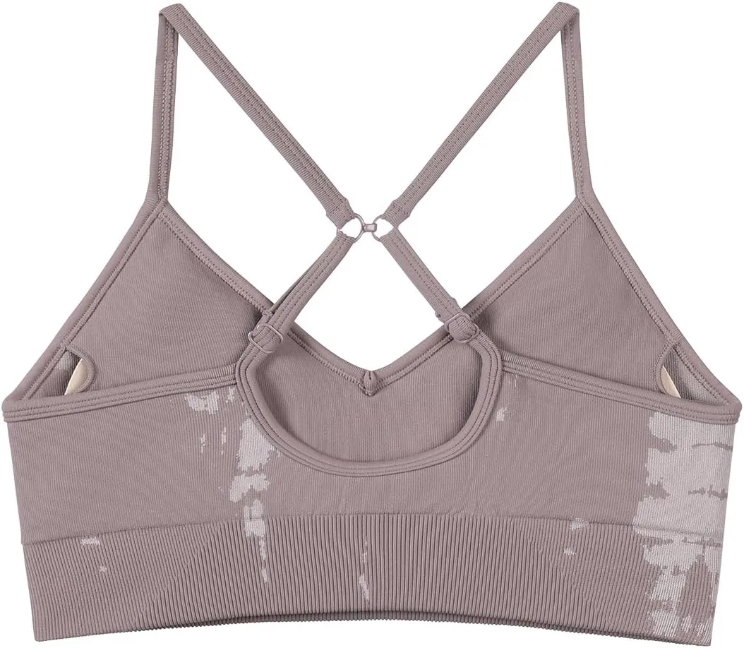 AUROLA Serpent Seamless Sports Bras for Women,Backless Padded Strappy Workout Gym Yoga Crop Tops