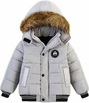 Baby Boys Girls Winter Thick Hooded Down Jacket Warm Snow Jackets Toddler Outdoor Coat 1-6 Years