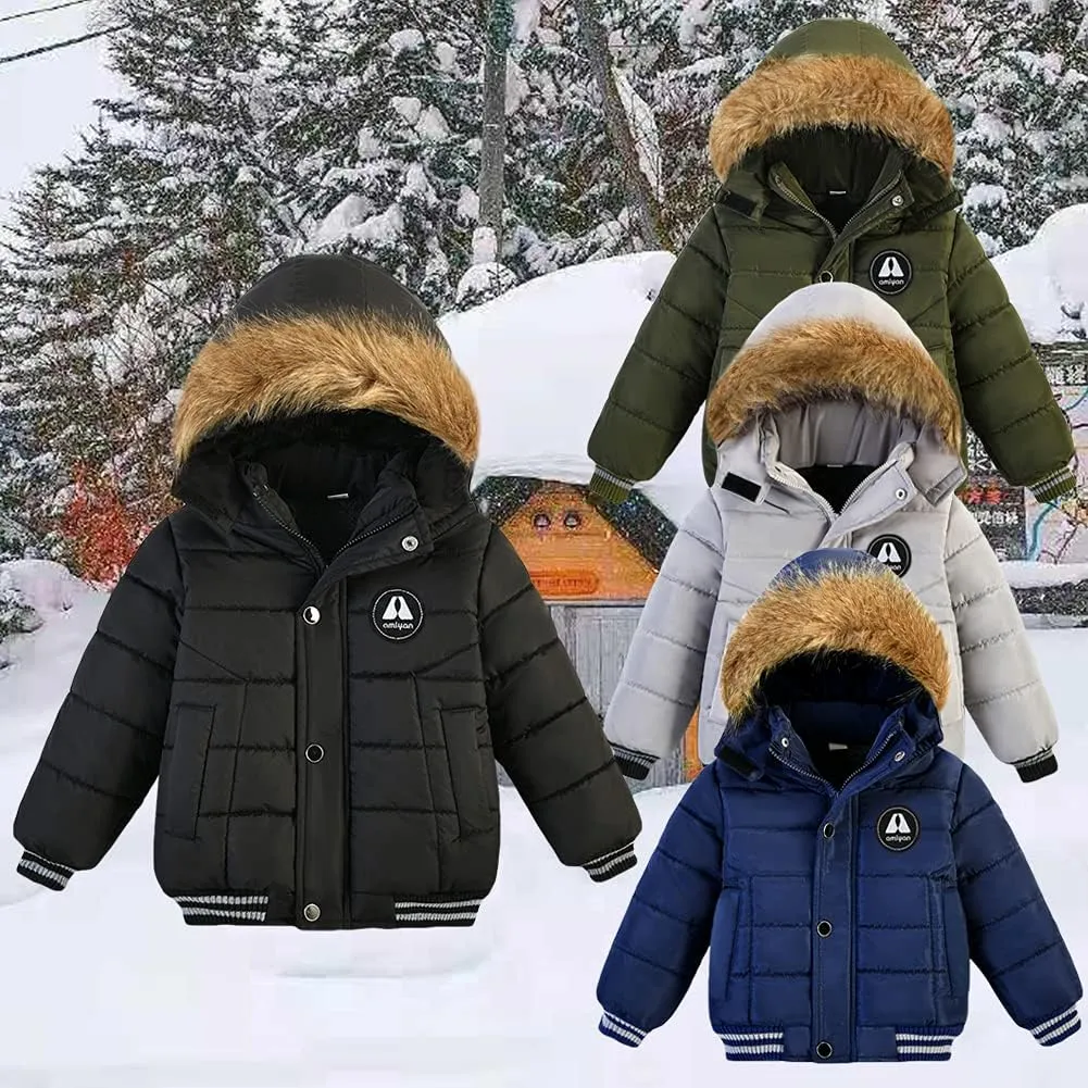 Baby Boys Girls Winter Thick Hooded Down Jacket Warm Snow Jackets Toddler Outdoor Coat 1-6 Years