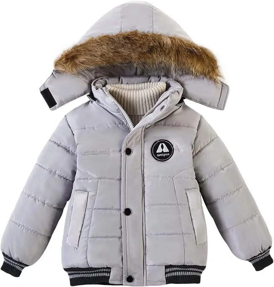Baby Boys Girls Winter Thick Hooded Down Jacket Warm Snow Jackets Toddler Outdoor Coat 1-6 Years