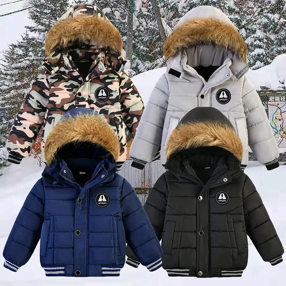 Baby Boys Girls Winter Thick Hooded Down Jacket Warm Snow Jackets Toddler Outdoor Coat 1-6 Years