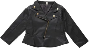 Baby Girls Boys Faux Leather Jackets Motorcycle Zipper Outerwear Lapel Collar PU Leather Jacket Biker Trendy Coat