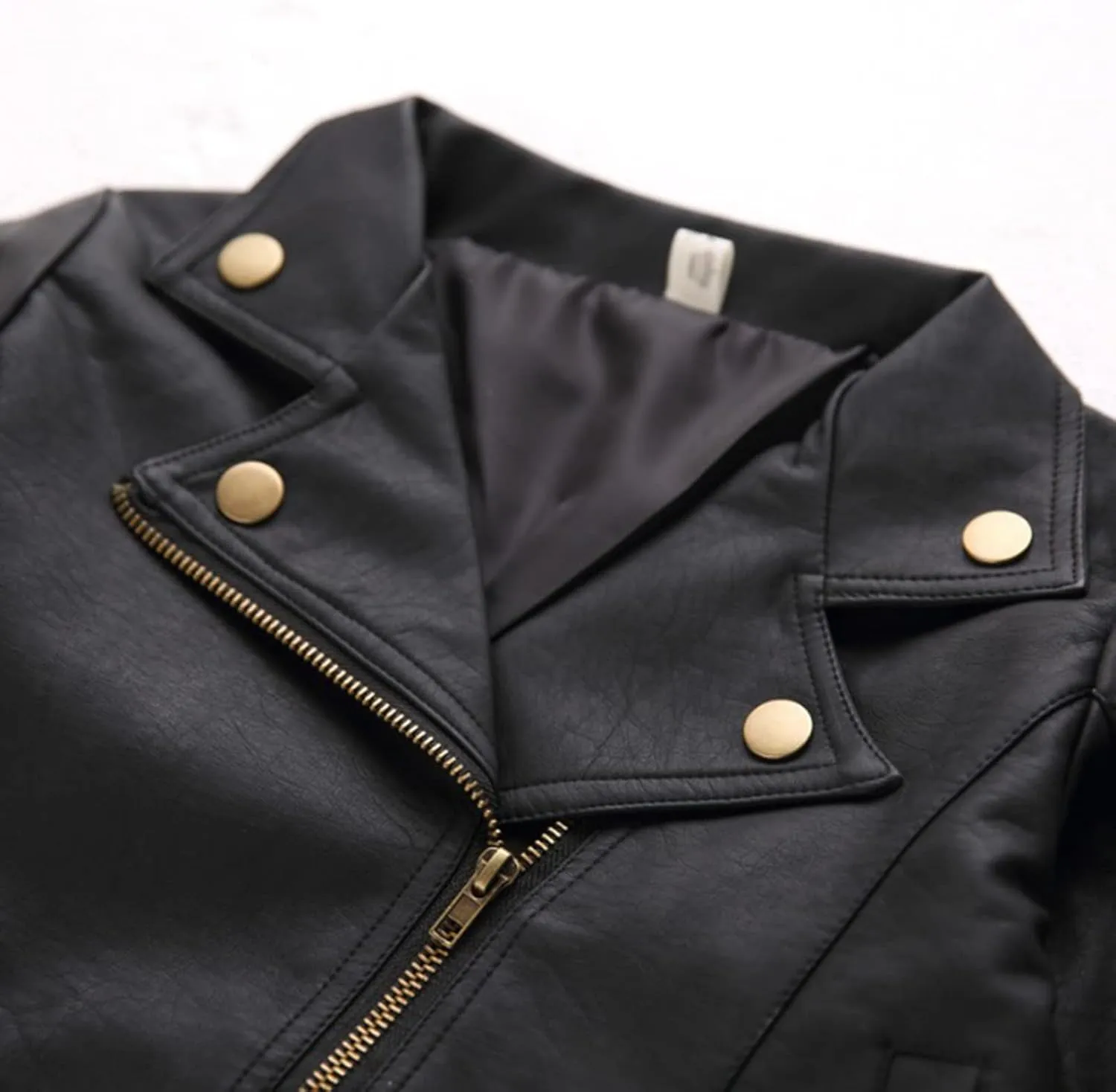 Baby Girls Boys Faux Leather Jackets Motorcycle Zipper Outerwear Lapel Collar PU Leather Jacket Biker Trendy Coat