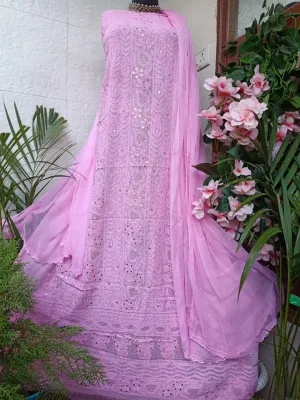 Baby Pink Chikankari Unstitch Suits - Royal Collection