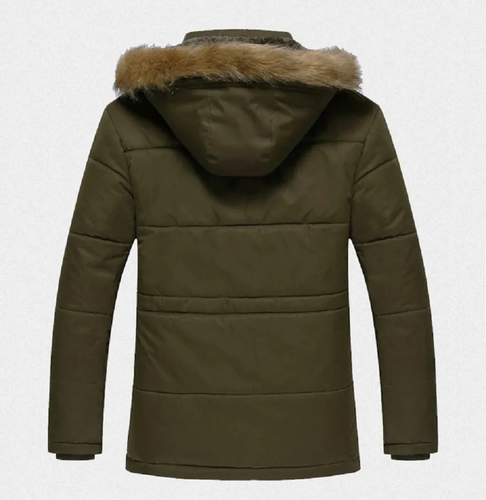 Bakerdani Button Cotton-padded Warm High Collar Removable Hood with Velvet Coat