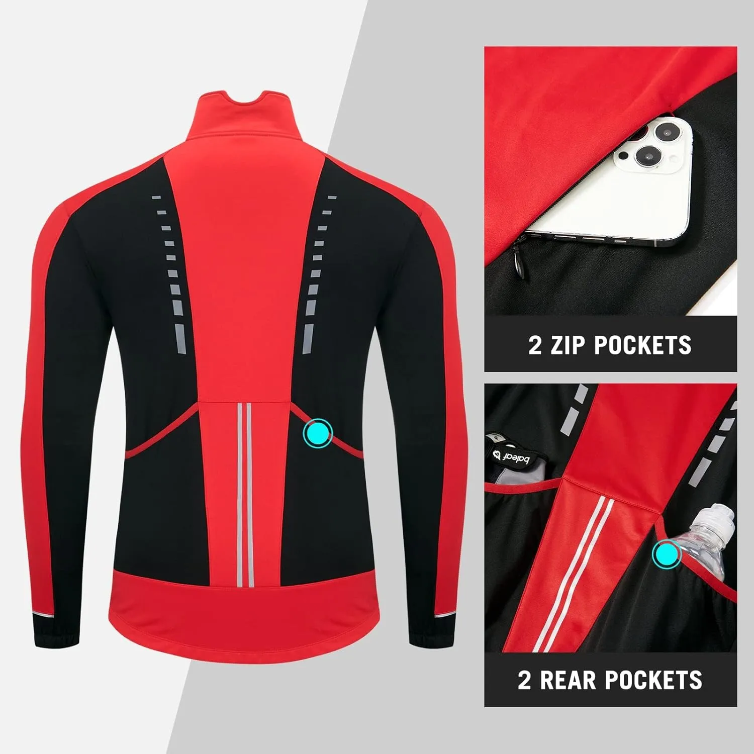 baleaf Men's Winter Jacket Windproof Softshell Thermal Warm Pockets Cycling Running Mountain Biking Cold Weather Gear