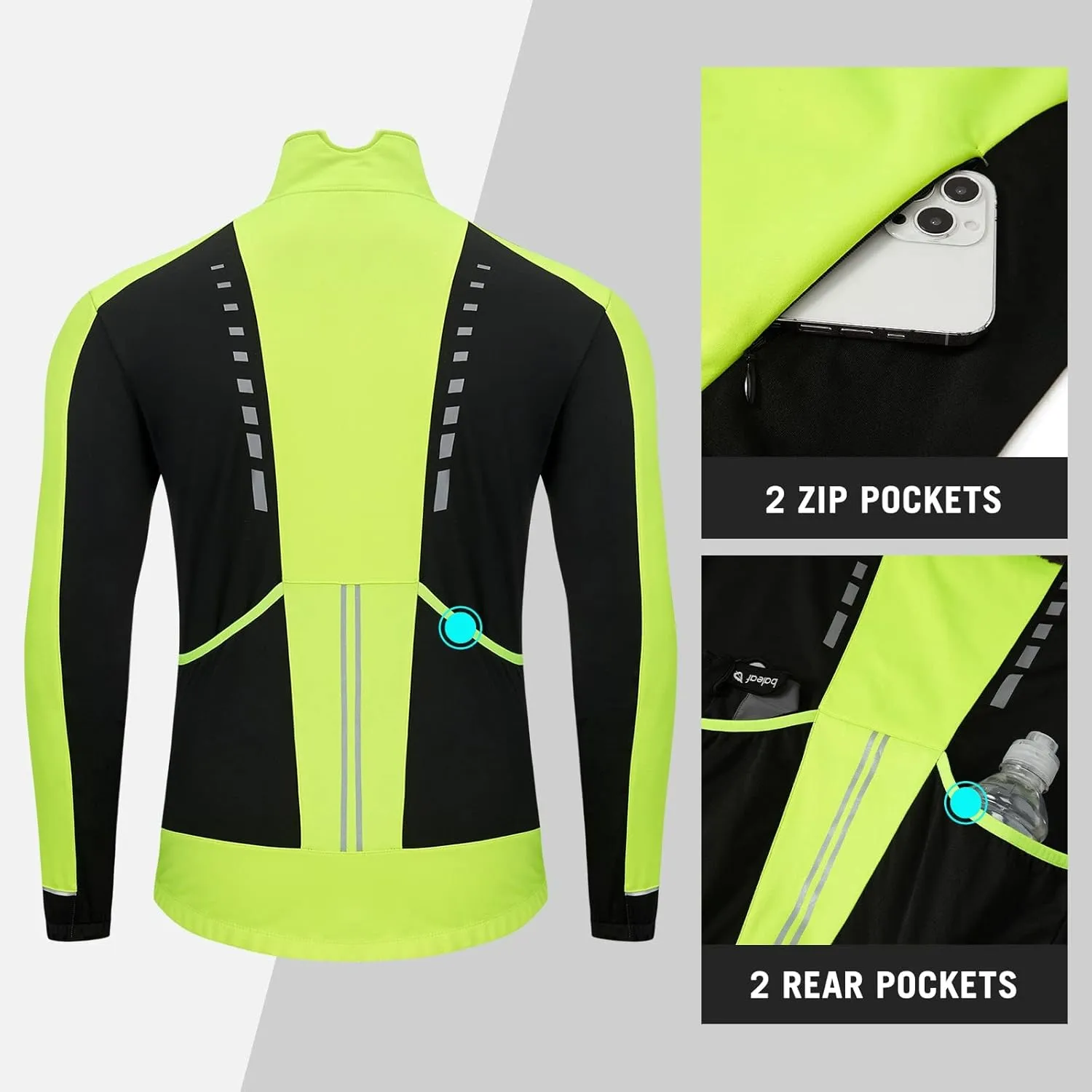 baleaf Men's Winter Jacket Windproof Softshell Thermal Warm Pockets Cycling Running Mountain Biking Cold Weather Gear