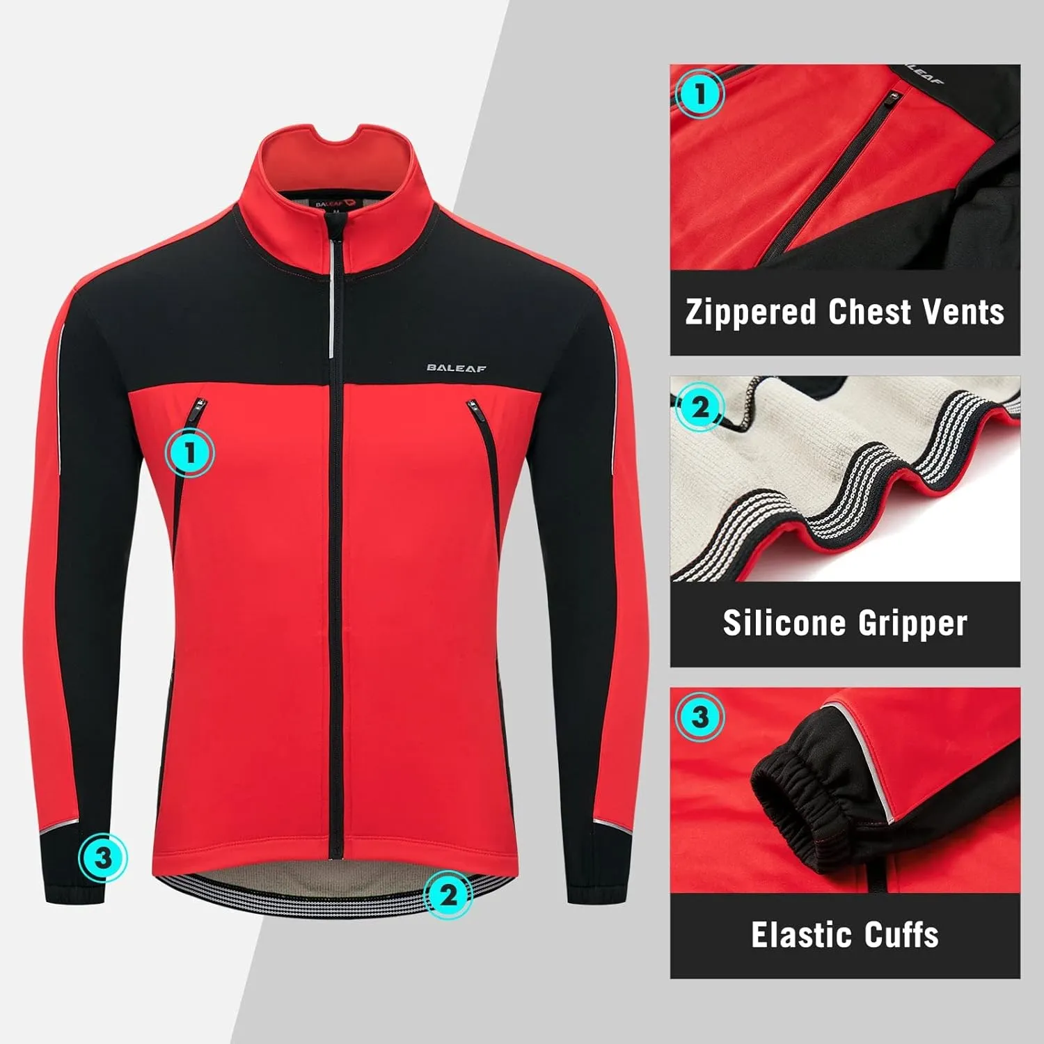 baleaf Men's Winter Jacket Windproof Softshell Thermal Warm Pockets Cycling Running Mountain Biking Cold Weather Gear