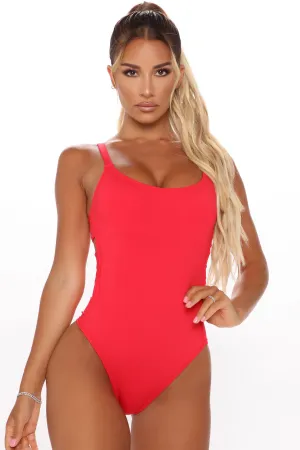 Beach Sunday Cutout One Piece Swimsuit - Red