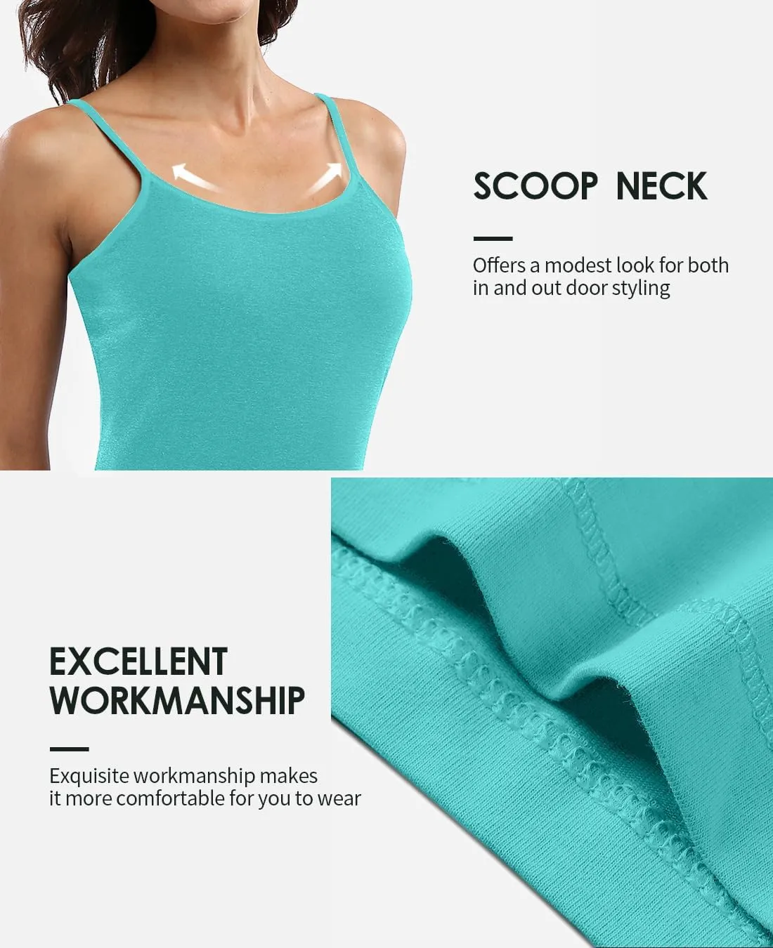 beautyin Cotton Camisole Tops for Women Shelf Bra Adjustable Spaghetti Strap Tank Top Basic Cami Undershirt