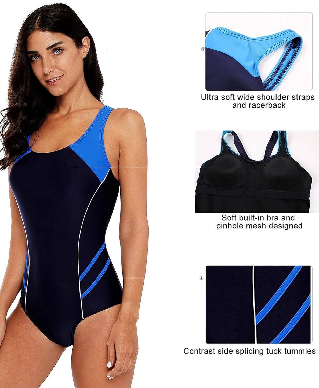 beautyin Women One Piece Athletic Lap Swimming Competition Racing Swimsuit