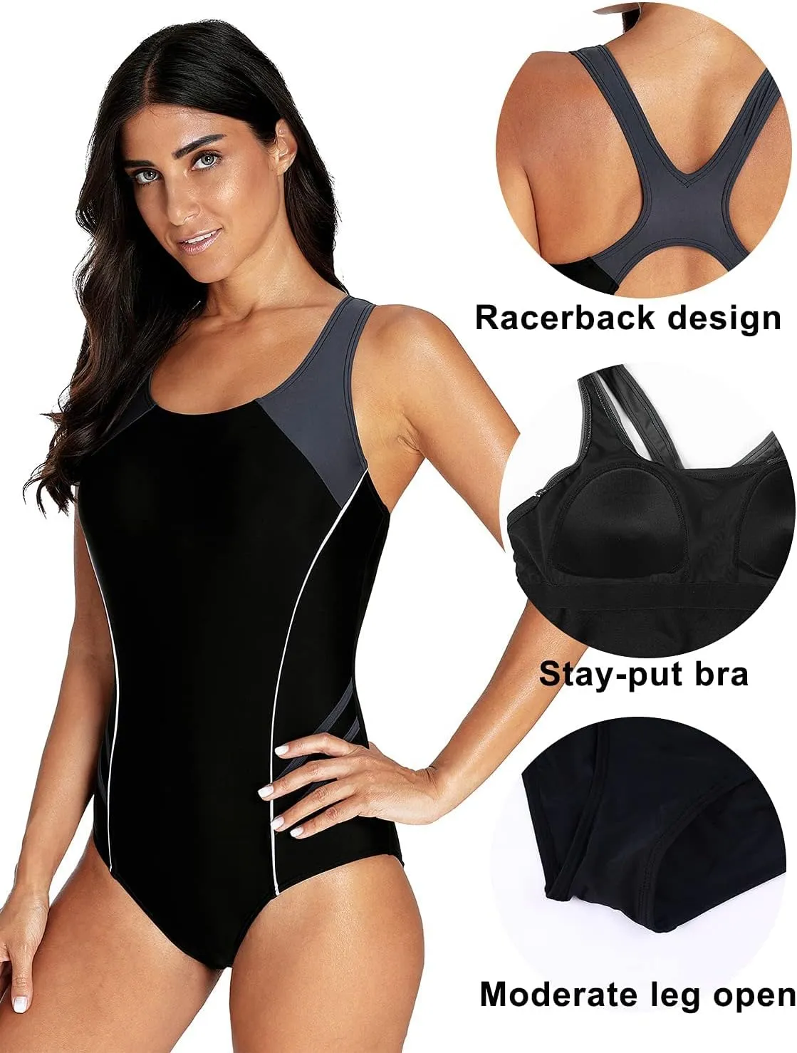 beautyin Women One Piece Athletic Lap Swimming Competition Racing Swimsuit