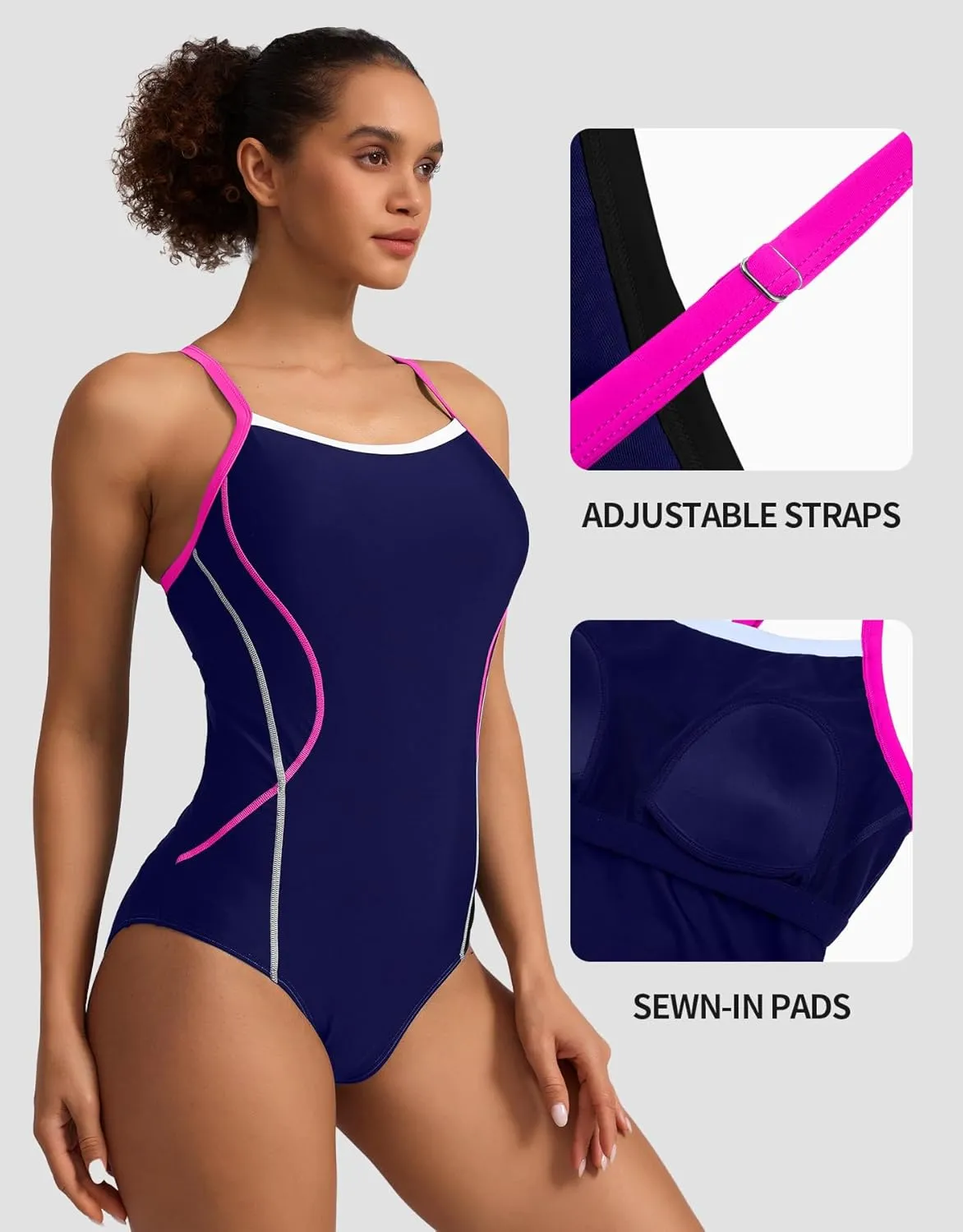 beautyin Womens Adjustable Strap One Piece Swimsuit Athletic Bathing Suit Competitive Swimwear
