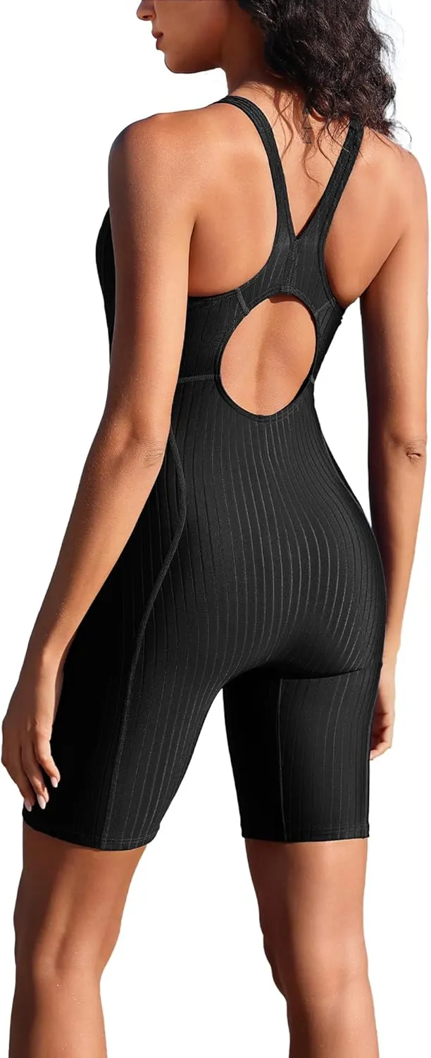 beautyin Women's Boyleg One Piece Swimsuit Racerback Athletic Bathing Suit