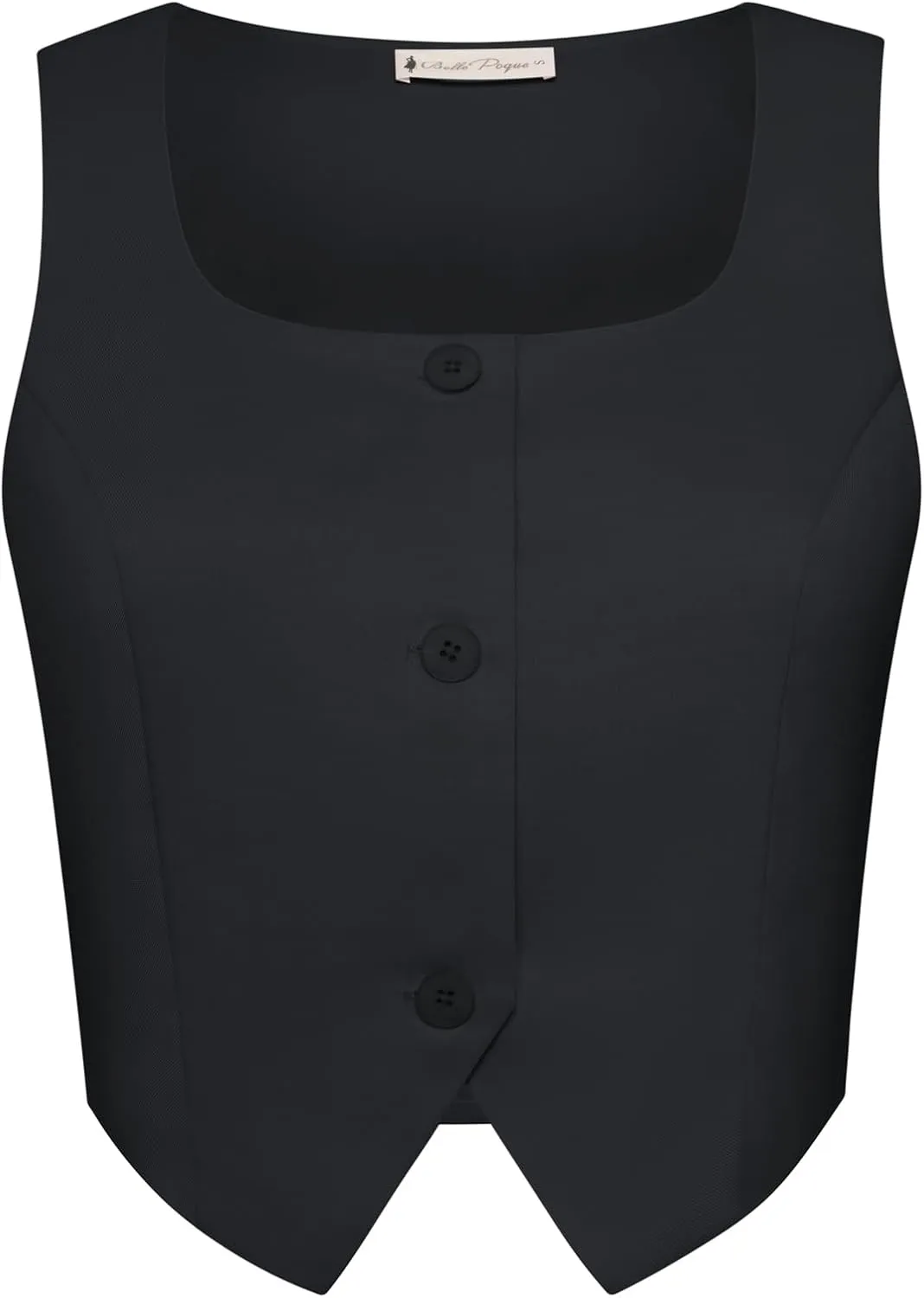 Belle Poque Cropped Vest Tops for Women Square Neck Button Down Tank Tops Y2k Fashion Waistcoat Suit Vest