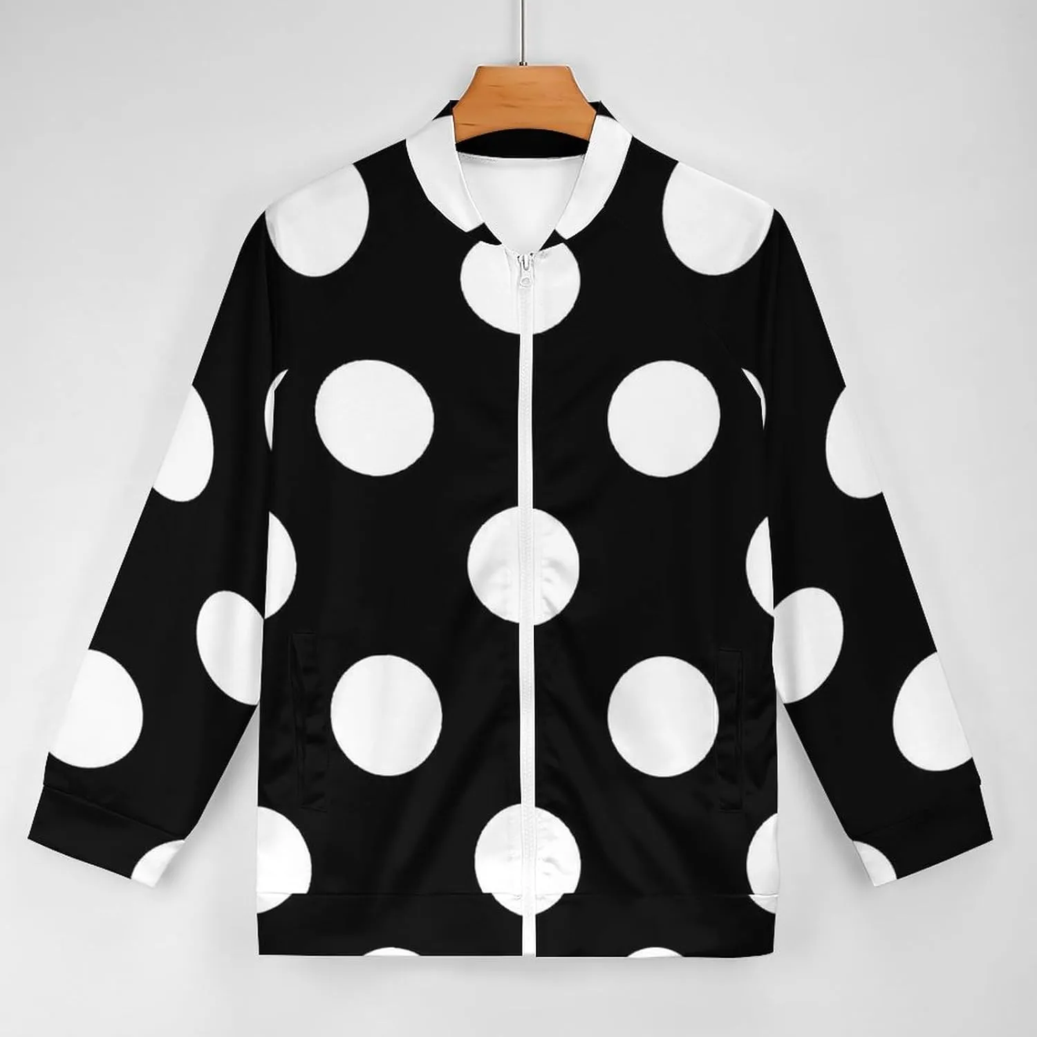 Big Polka Dot Pattern Lightweight Bomber Jacket Men Golf Fashion Coat Track Jackets Casual Windbreaker Shirt