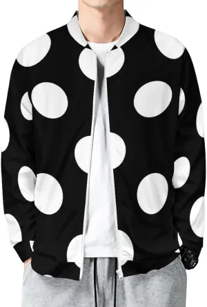 Big Polka Dot Pattern Lightweight Bomber Jacket Men Golf Fashion Coat Track Jackets Casual Windbreaker Shirt
