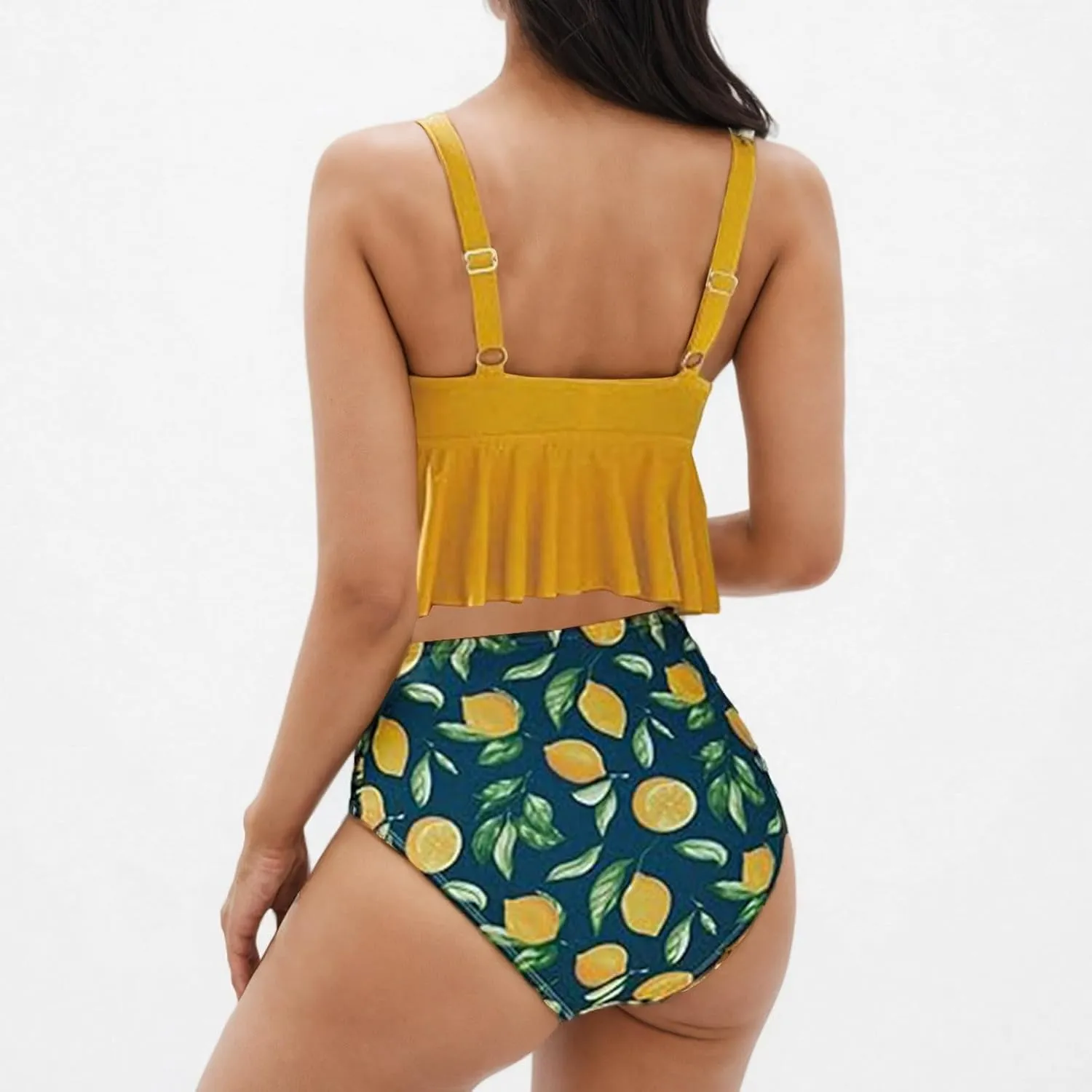 Bikini Set for Women Swimsuits 2025 Ruffle Tops and Floral Bottoms Swim Suit Bathing Suit Two Piece Tankini Swimsuits