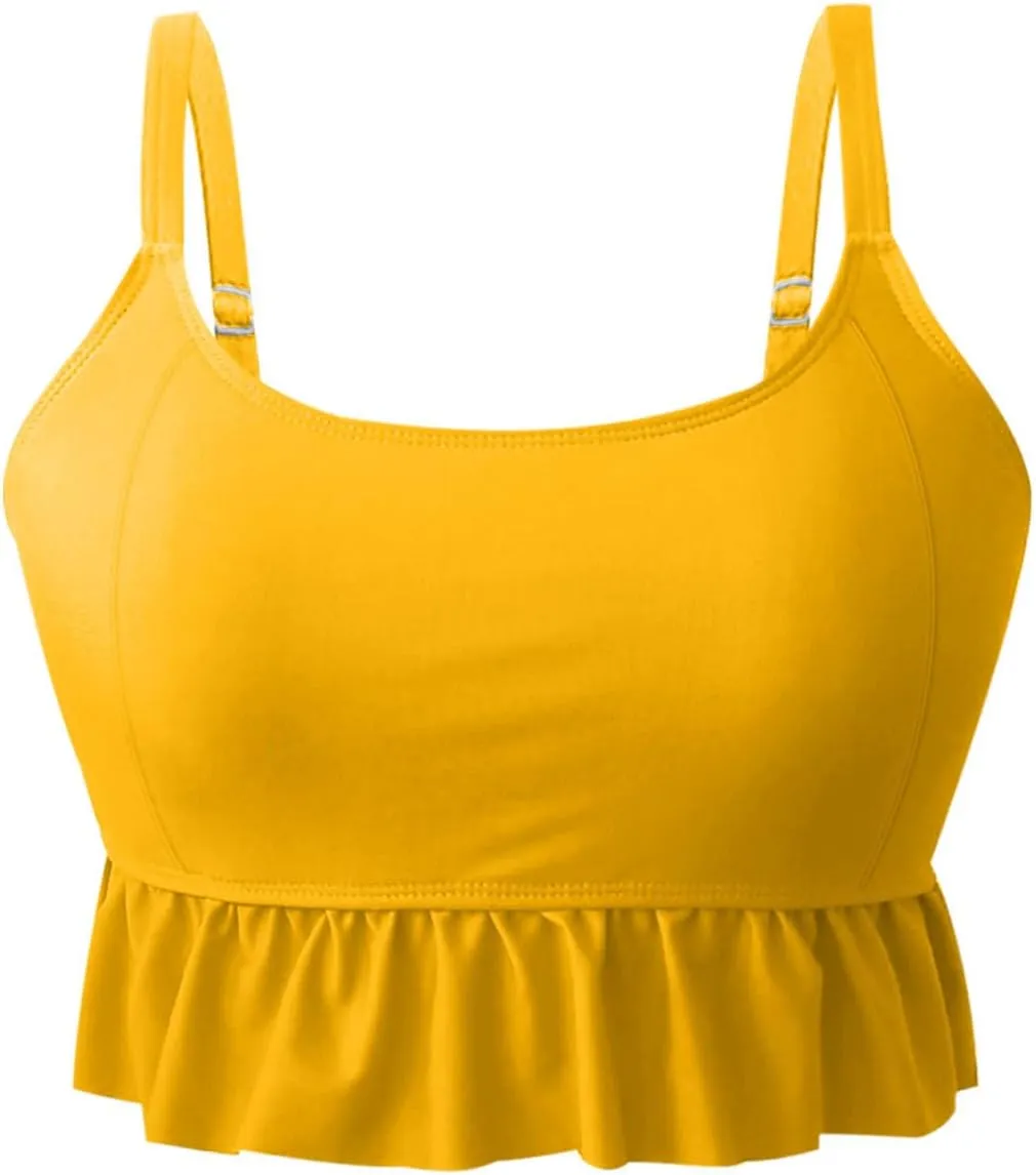 Bikini Set for Women Swimsuits 2025 Ruffle Tops and Floral Bottoms Swim Suit Bathing Suit Two Piece Tankini Swimsuits