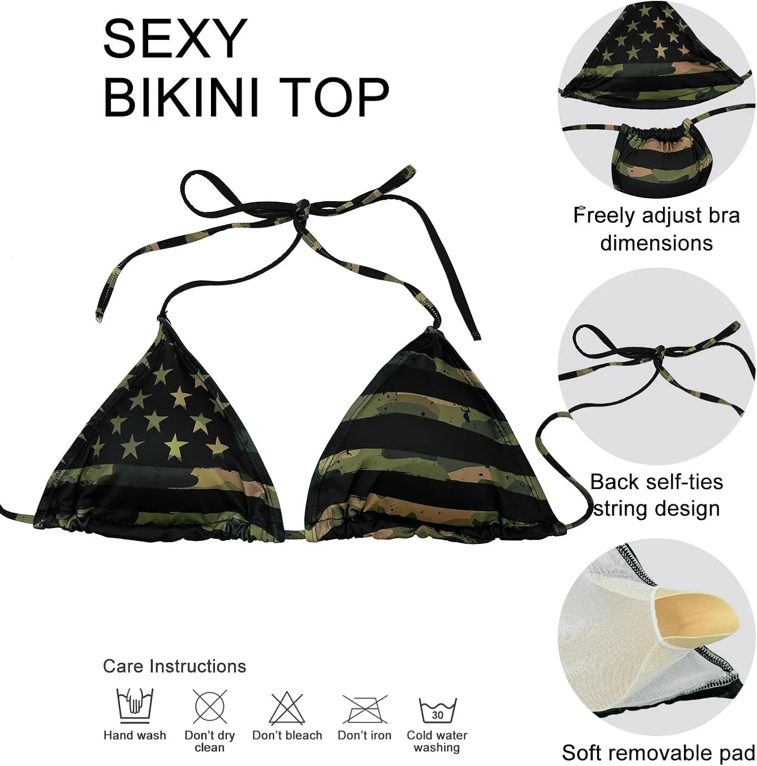Bikini Set for Women Two Piece Swimsuits V Neck Halter String Triangle Bathing Suits