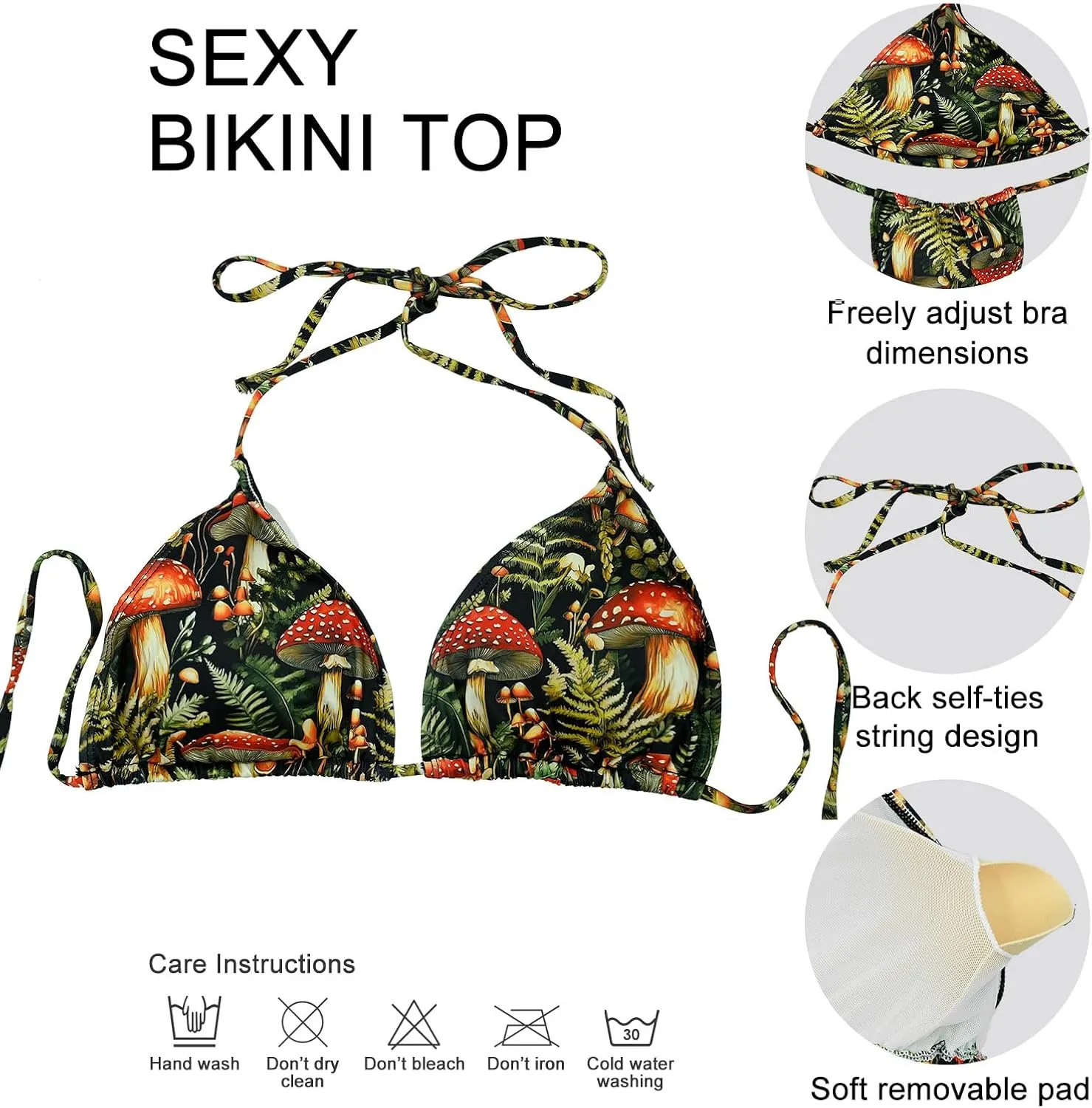 Bikini Set for Women Two Piece Swimsuits V Neck Halter String Triangle Bathing Suits