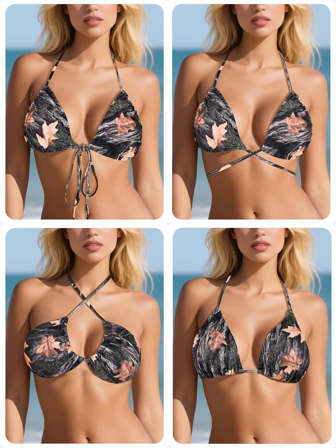 Bikini Set for Women Two Piece Swimsuits V Neck Halter String Triangle Bathing Suits