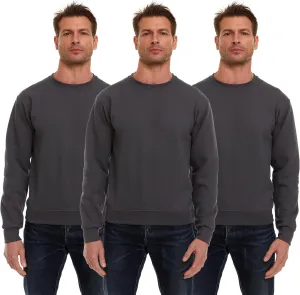 BILLIONHATS 3 Pack Mens Crewneck Sweater Bulk Multipack, Cotton, Screenprinting Sweat Shirts For Men, Layer Shirt