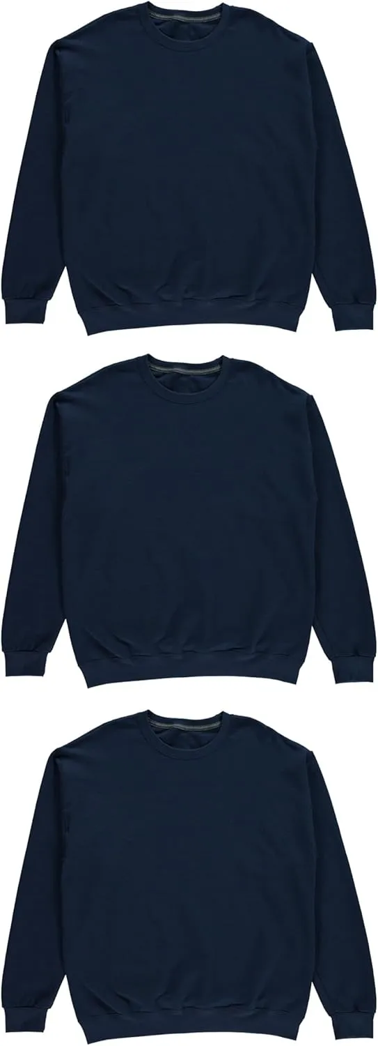 BILLIONHATS 3 Pack Mens Crewneck Sweater Bulk Multipack, Cotton, Screenprinting Sweat Shirts For Men, Layer Shirt