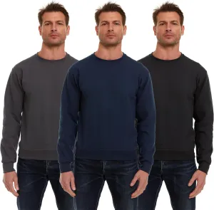 BILLIONHATS 3 Pack Mens Crewneck Sweater Bulk Multipack, Cotton, Screenprinting Sweat Shirts For Men, Layer Shirt