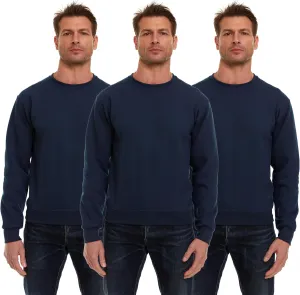 BILLIONHATS 3 Pack Mens Crewneck Sweater Bulk Multipack, Cotton, Screenprinting Sweat Shirts For Men, Layer Shirt