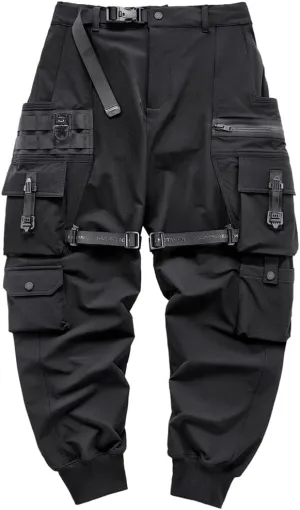 Black Cargo Pants Men Streetwear Jogger Pants Techwear Multiple Pockets Tactical Pant Male Elastic Waist Trousers