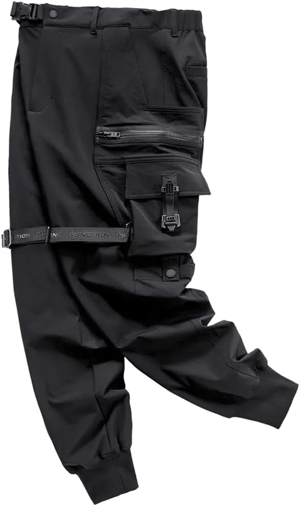 Black Cargo Pants Men Streetwear Jogger Pants Techwear Multiple Pockets Tactical Pant Male Elastic Waist Trousers