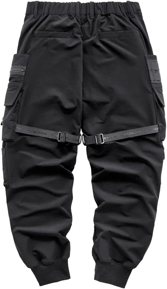 Black Cargo Pants Men Streetwear Jogger Pants Techwear Multiple Pockets Tactical Pant Male Elastic Waist Trousers