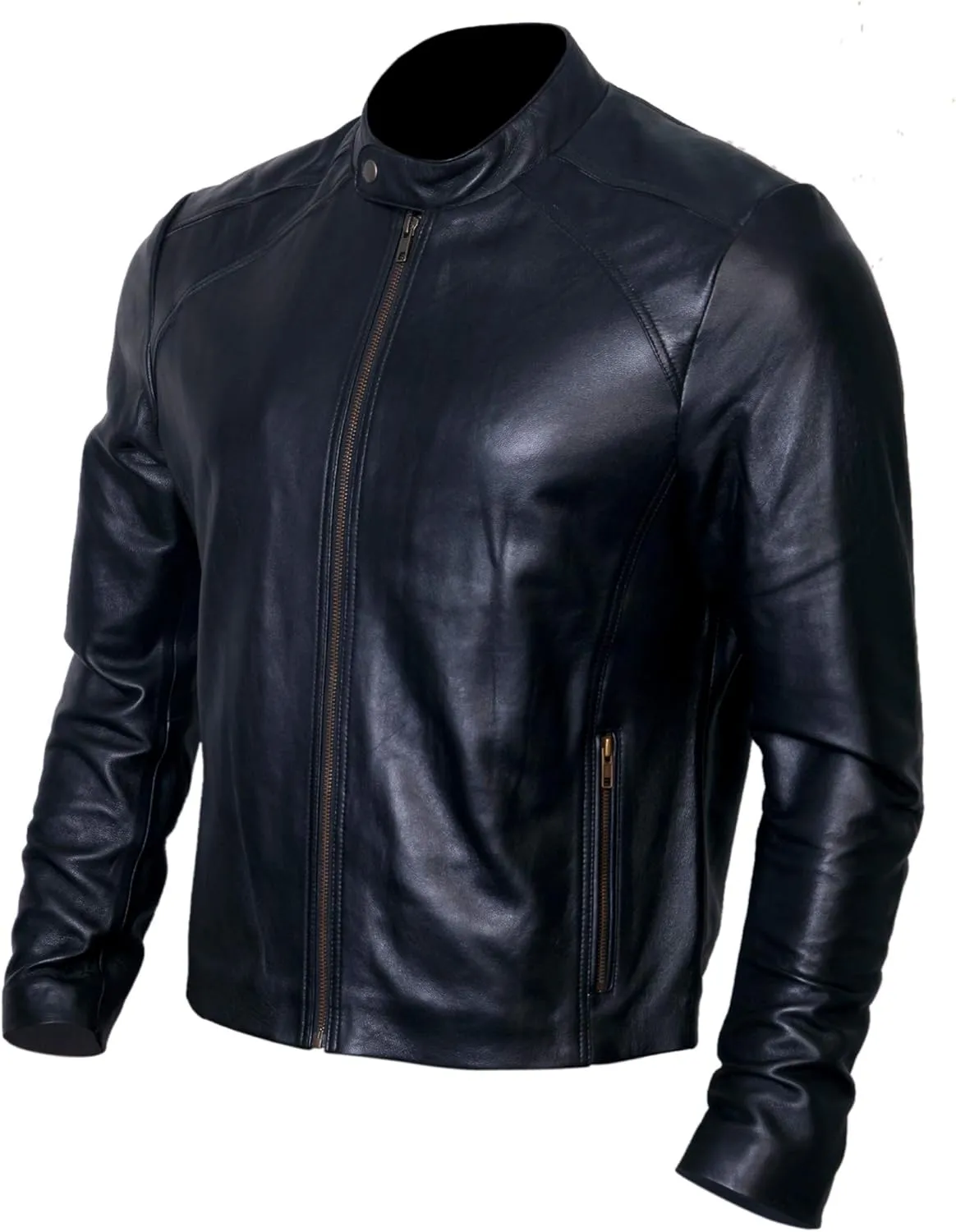 Black Casual Real Leather Jacket for Mens | Genuine Lambskin Motorcycle Biker Jackets