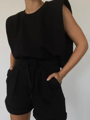 Black Elastic Shorts