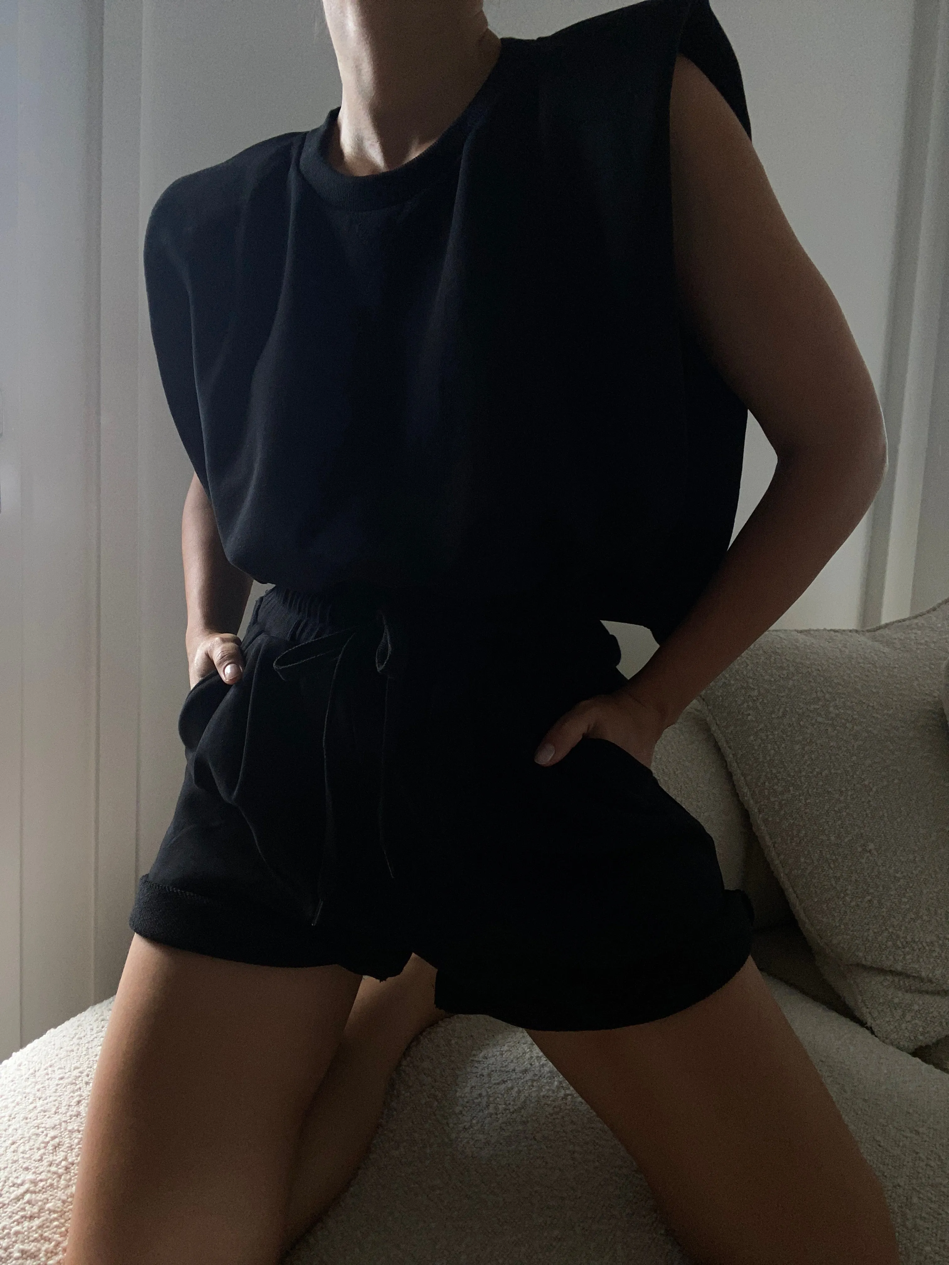 Black Elastic Shorts