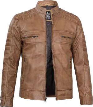Blingsoul Real Lambskin Men's Leather Jackets - Cafe Racer Style Premium Leather Jacket Men