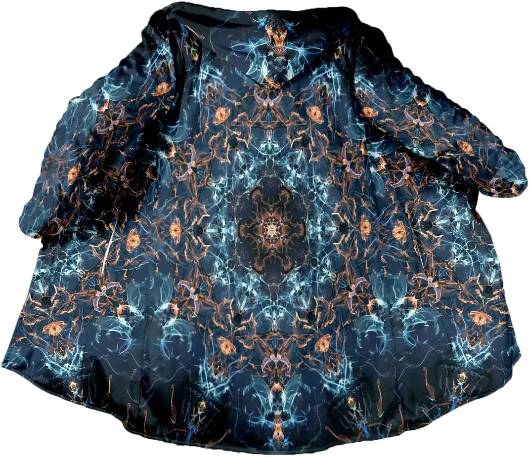 BLOOM Mandala Psychedelic 3D Print Dream Cloak Thick Warm Hooded Men Overcoat Windproof Fleece Jacket