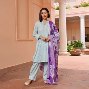 Blush Lilac Cotton Schiffli Suit Set