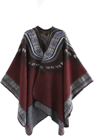 Bohemian Ethnic Style Collar Imitation Cashmere Warm Windproof Cape Tourism Photo Cloak