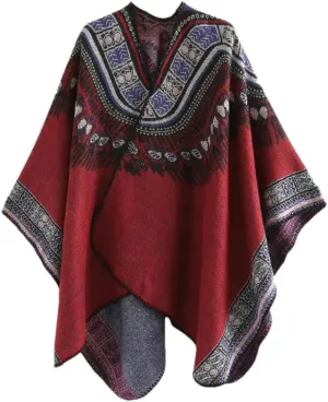 Bohemian Ethnic Style Collar Imitation Cashmere Warm Windproof Cape Tourism Photo Cloak