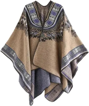 Bohemian Ethnic Style Collar Imitation Cashmere Warm Windproof Cape Tourism Photo Cloak