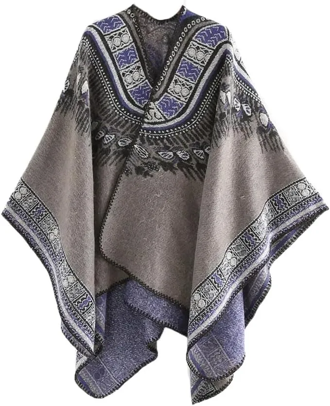 Bohemian Ethnic Style Collar Imitation Cashmere Warm Windproof Cape Tourism Photo Cloak