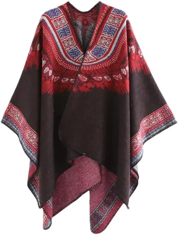 Bohemian Ethnic Style Collar Imitation Cashmere Warm Windproof Cape Tourism Photo Cloak