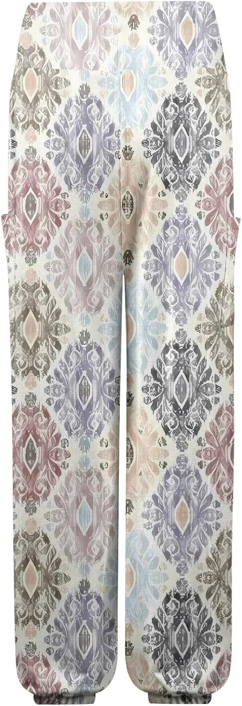 Boho Pants for Women - Hippie Harem Pants Women - Womens Flowy Pant with Pockets Comfy Bohemian Flowy Hippie Clothes A0