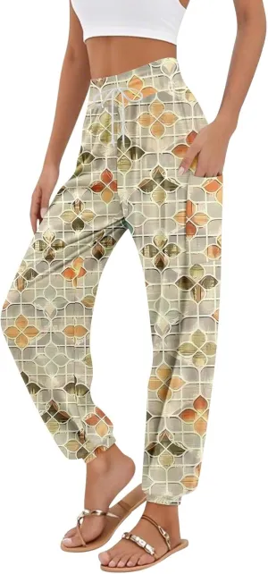 Boho Pants for Women - Hippie Harem Pants Women - Womens Flowy Pant with Pockets Comfy Bohemian Flowy Hippie Clothes A0