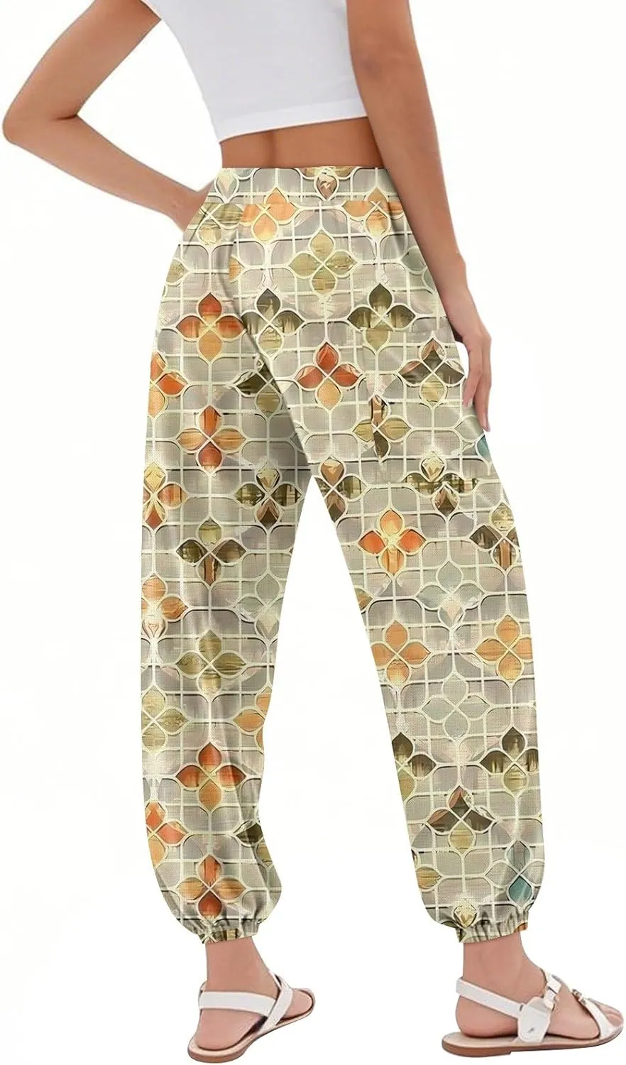 Boho Pants for Women - Hippie Harem Pants Women - Womens Flowy Pant with Pockets Comfy Bohemian Flowy Hippie Clothes A0