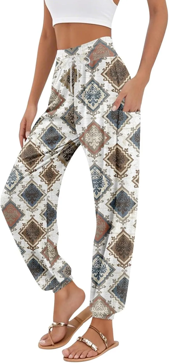 Boho Pants for Women - Hippie Harem Pants Women - Womens Flowy Pant with Pockets Comfy Bohemian Flowy Hippie Clothes A0