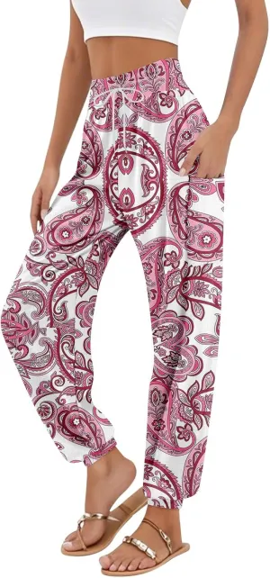 Boho Pants for Women - Hippie Harem Pants Women - Womens Flowy Pant with Pockets Comfy Bohemian Flowy Hippie Clothes E1
